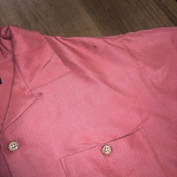 PGA Tour Mens Short Sleeve Dress Shirt Size Medium Red Pastel Soft Business Golf - Picture 9 of 12